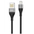 Кабель XO NB188 2.4A Double-sided pluggable USB port cable for Lightning 1M Gray