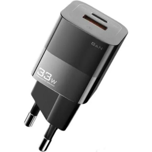 Мережевий зарядний пристрій ESSAGER Square Brick 33W Gallium Nitride Travel Charger USB A+ Type-C EU Black (ECTCA-FZB01)