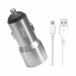 АЗП XO TZ09 car charger set Lightning  Gray