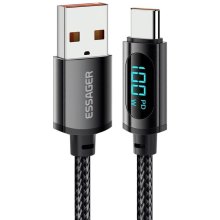 Кабель ESSAGER Enjoy LED Digital Display USB Charging Cable 7A USB A to Type-C 1m Black (EXCT-XY01-P)
