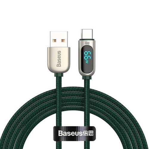 Кабель Baseus Display Fast Charging Data Cable USB to Type-C 66W 2M Green