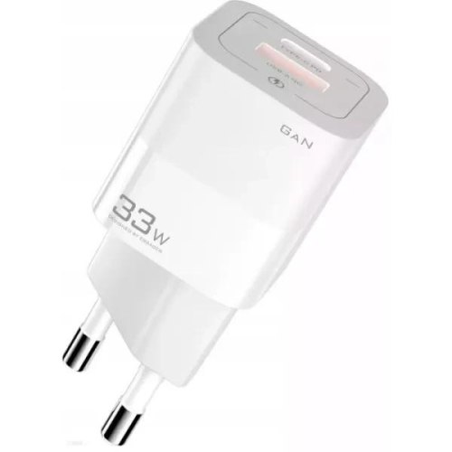 Мережевий зарядний пристрій ESSAGER Square Brick 33W Gallium Nitride Travel Charger USB A+ Type-C EU White (ECTCA-FZB02)