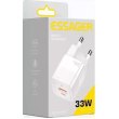 Мережевий зарядний пристрій ESSAGER Square Brick 33W Gallium Nitride Travel Charger USB A+ Type-C EU White (ECTCA-FZB02)