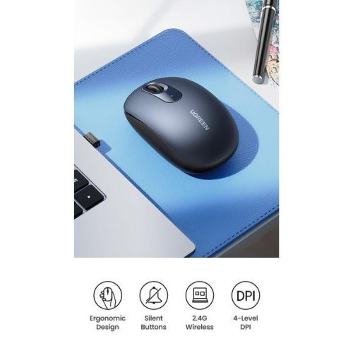 Мишка бездротова, UGREEN MU105 2.4 GHz Portable Wireless Mouse Deep Blue (90550)