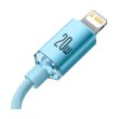 Кабель Baseus Crystal Shine Series Fast Charging Data Cable Type-C to Lightning 20W 2M Sky Blue