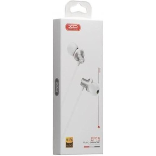 Навушники дротові, XO EP15 In-ear metal earphone, White