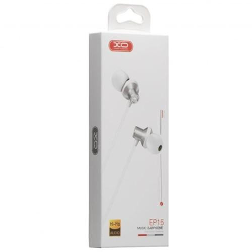 Навушники дротові, XO EP15 In-ear metal earphone, White