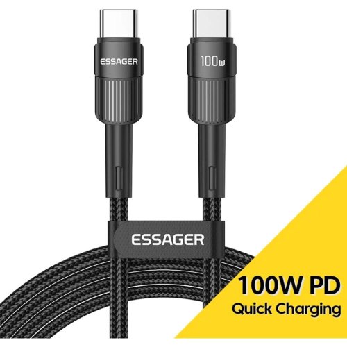 Кабель ESSAGER Star 100W USB Charging Cable Type-C to Type-C 0.5m Black (EXCTT1-XCB01)