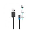 Кабель SkyDolphin S59KIT Magnetic 3in1 USB to Micro+Type-C+Lightning 2.4A 1m чорний