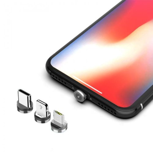 Кабель SkyDolphin S59KIT Magnetic 3in1 USB to Micro+Type-C+Lightning 2.4A 1m чорний