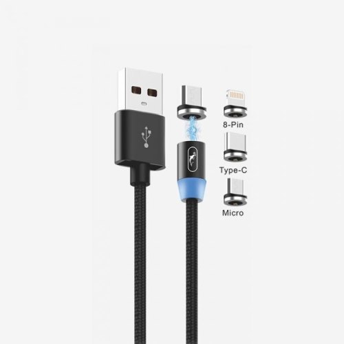 Кабель SkyDolphin S59KIT Magnetic 3in1 USB to Micro+Type-C+Lightning 2.4A 1m чорний