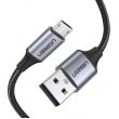 Кабель UGREEN US290 USB 2.0 to Micro Cable Nickel Plating Aluminum Braid 2A 1.5M Black (60147)