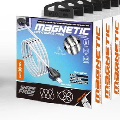 Кабель MOXOM USB to Lightning (MX-CB46) Magnetic clips, White