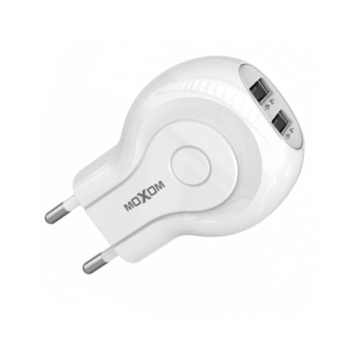 Мережевий зарядний пристрій MOXOM 2в1 Type-C 2USB 2.4A (MX-HC01) Білий