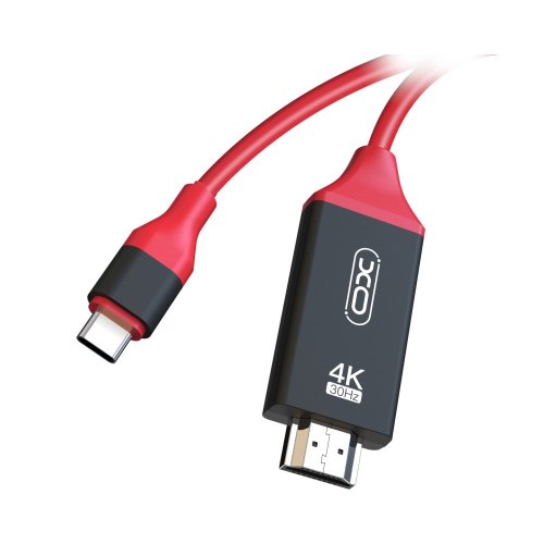 Перехідник XO (GB005) Type-C to HDMI, 200см, Red/Black