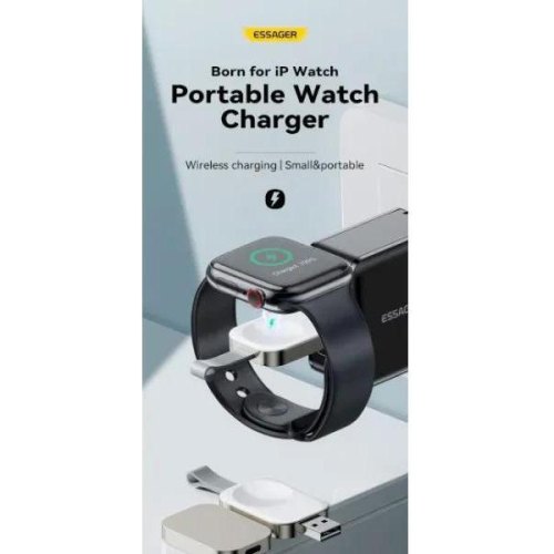 Безпровідний зарядний пристрій ESSAGER Yibay smart watch wirless charger with USB A port White (EWXA-YB02-Z)