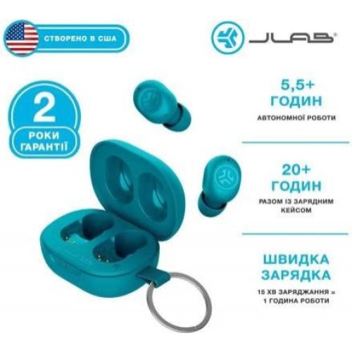 Навушники бездротові, JLab JBuds Mini True Wireless Earbuds Aqua