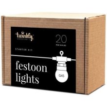 Гірлянда Smart LED Twinkly Festoon RGB 20, G45, Gen II, IP44, 10м, кабель чорний