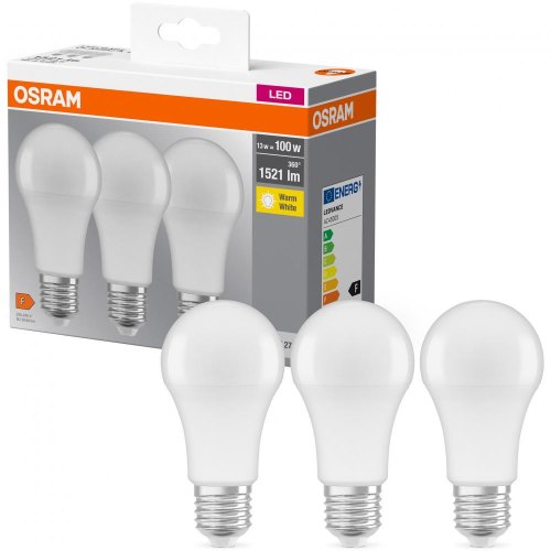 Набір ламп 3шт OSRAM LED E27 13Вт 2700К 1520Лм A60