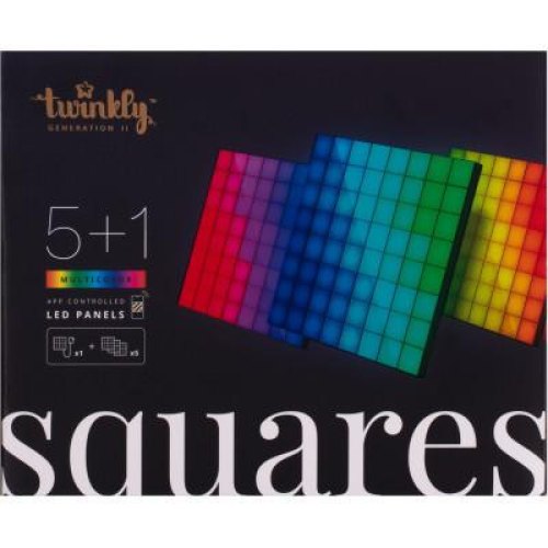 Панель Smart LED Twinkly Squares 1+5 RGB, Gen II, IP20, 16x16см, кабель білий