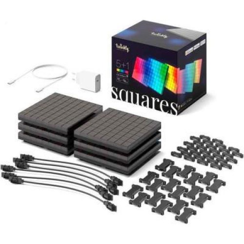 Панель Smart LED Twinkly Squares 1+5 RGB, Gen II, IP20, 16x16см, кабель білий