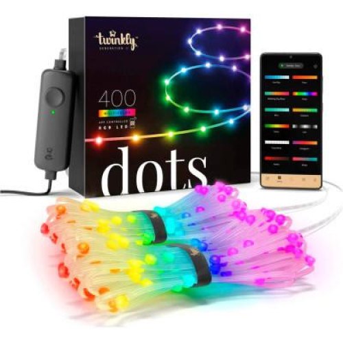 Гірлянда Smart LED Twinkly Dots Lights RGB 400 Gen II, IP44, 20м, кабель прозорий