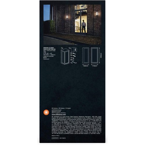 Cвітильник фасадний LEDVANCE ENDURA CLASSIC RADIO WALL E27 IP65 чорний