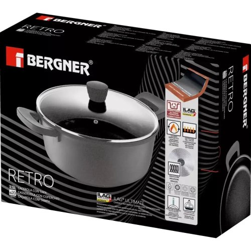 Каструля Bergner Retro, 24см, 4.1л, з кришкою (BG-30738-NP)