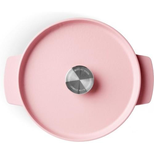 Каструля чавунна з кришкою KitchenAid, 26см, 5.2л, кол. суха троянда (CC007431-001)