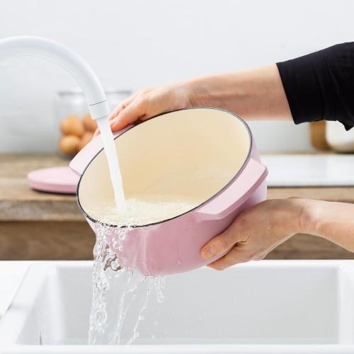 Каструля чавунна з кришкою KitchenAid, 26см, 5.2л, кол. суха троянда (CC007431-001)
