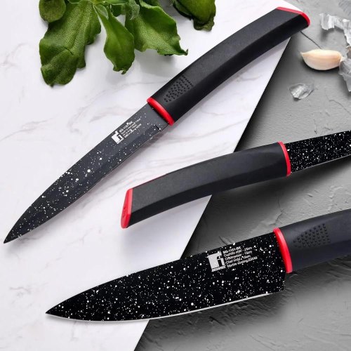 Набір ножів із покриттям під мармур Bergner Keops marble, 3 шт (BG-1151-BK)