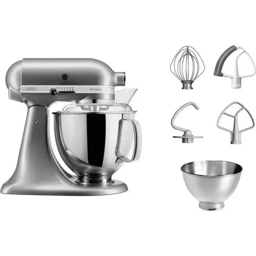 Кухонна машина KitchenAid Artisan, 4.8л, з відкидним блоком, срібляста (5KSM175PSECU)