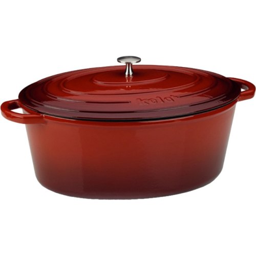 Гусятниця чавунна з кришкою KELA Calido, 36х29х15см, 9.3л (11943), червона