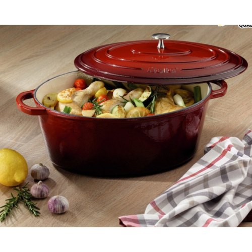 Гусятниця чавунна з кришкою KELA Calido, 36х29х15см, 9.3л (11943), червона