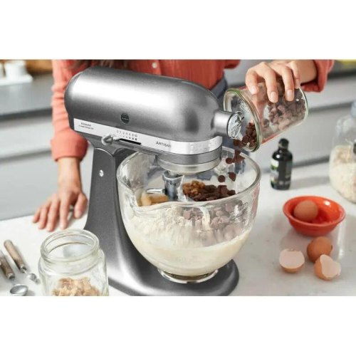 Кухонна машина KitchenAid Artisan, 4.8л, з відкидним блоком, срібний медальйон (5KSM185PSEMS)
