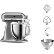 Кухонна машина KitchenAid Artisan, 4.8л, з відкидним блоком, срібний медальйон (5KSM185PSEMS)