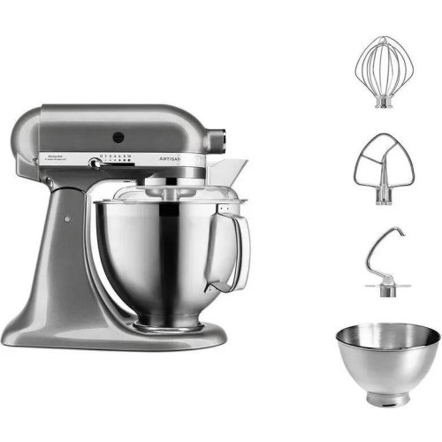 Кухонна машина KitchenAid Artisan, 4.8л, з відкидним блоком, срібний медальйон (5KSM185PSEMS)