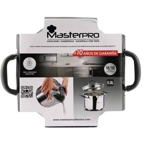 Каструля висока MasterPro Foodies collection, 9.5л, з кришкою (BGMP-1506-BK)