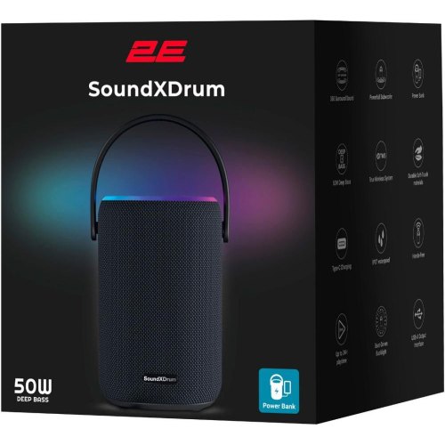Портативна колонка 2E SoundXDrum TWS, MP3, Wireless, Waterproof Black