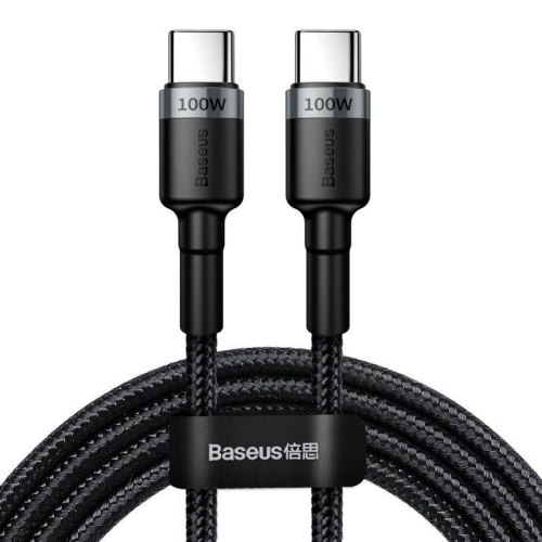 Кабель Baseus Cafule Type-C to Type-C PD 100W 5A 2M Чорний/Сірий (CATKLF-ALG1)
