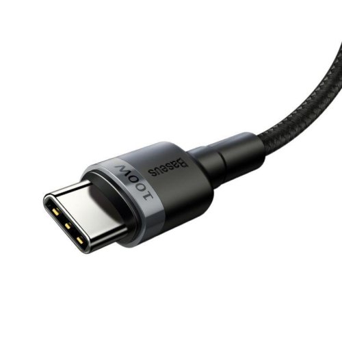 Кабель Baseus Cafule Type-C to Type-C PD 100W 5A 2M Чорний/Сірий (CATKLF-ALG1)