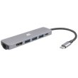 USB-Хаб 2E USB-С, 2хUSB-A 2.0, USB-A 3.0, USB-C PD, HDMI, Ethernet, 0.15м, сірий