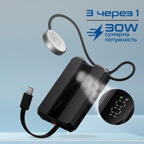Зовнішній акумулятор Power Bank 2E Solar 8000mAh, вбудований LED-ліхтар, чорний