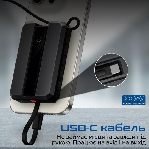 Зовнішній акумулятор Power Bank 2E Solar 8000mAh, вбудований LED-ліхтар, чорний
