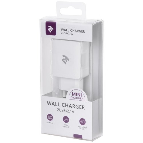 Мережевий зарядний пристрій 2E 12Вт 2хUSB-A, білий