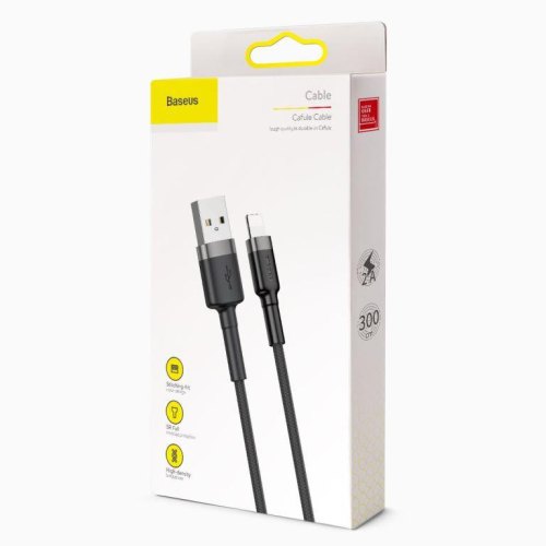 Кабель Baseus Cafule USB to Lightning 2A 3.0M Black/Grey (CALKLF-RG1)