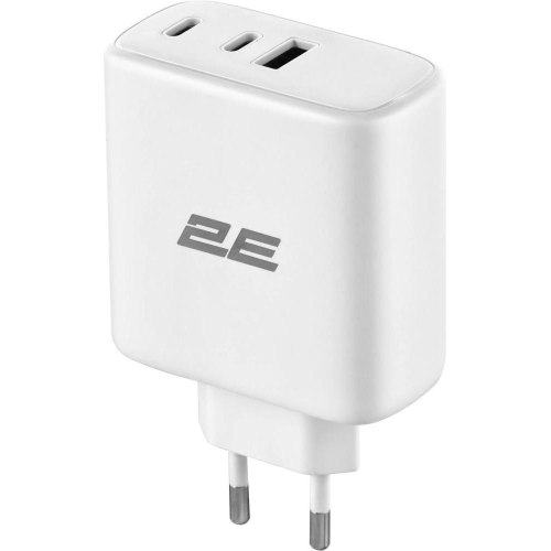Мережевий зарядний пристрій 2E 65Вт 2хUSB-C/USB-A GAN PD/QC, білий
