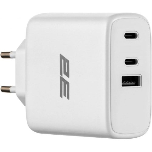 Мережевий зарядний пристрій 2E 65Вт 2хUSB-C/USB-A GAN PD/QC, білий