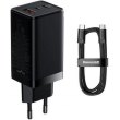 Мережевий зарядний пристрій Baseus GaN3 Pro 3 порта, USB + Type-C*2 65W Чорний (CCGP050101)