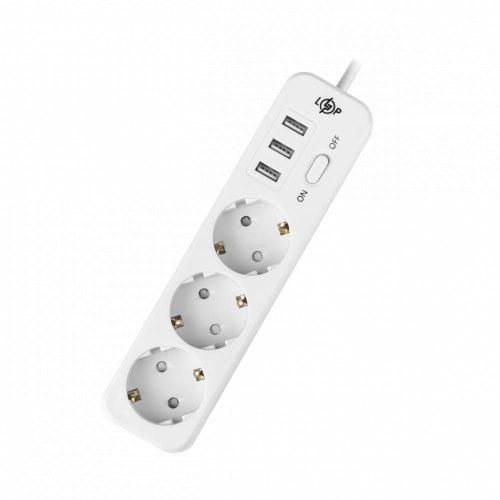 Мережевий фільтр, 4м, LogicPower PREMIUM LP-X3 USB, White (2200 Вт)